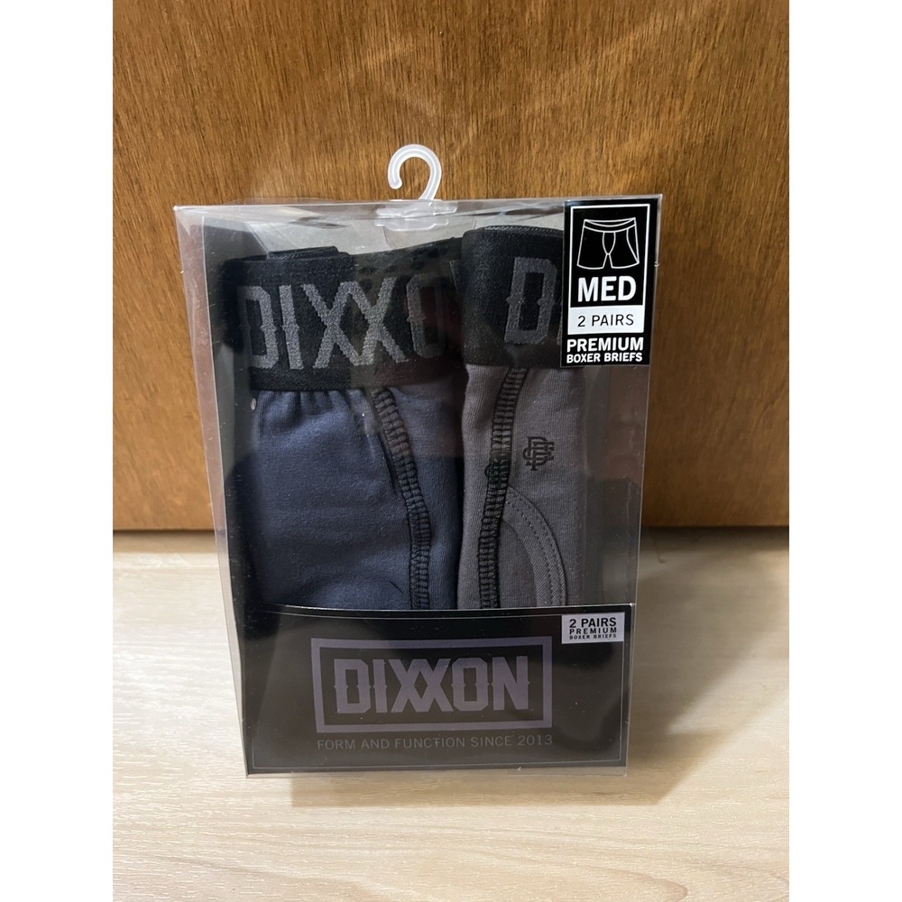 NIB Dixxon Flannel Company Men's M Premium Boxer Briefs Blue/Gray Logo 2 Pairs